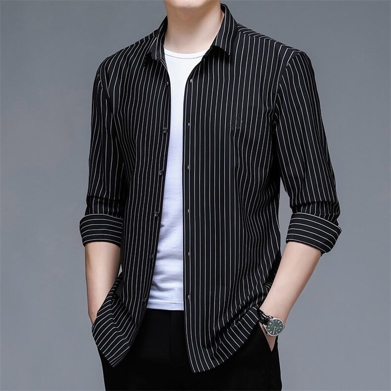 BSC7708钱塘2020-2春秋季长袖条纹商务休闲衬衫数据好P115,男装衬衫,钱塘207-2