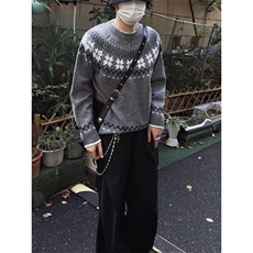美式复古cleanfit轻雅费尔岛针织毛衣男女秋冬北欧慵懒风毛衫外套，男装针织衫/毛衣，星座1116A（原606A-3）