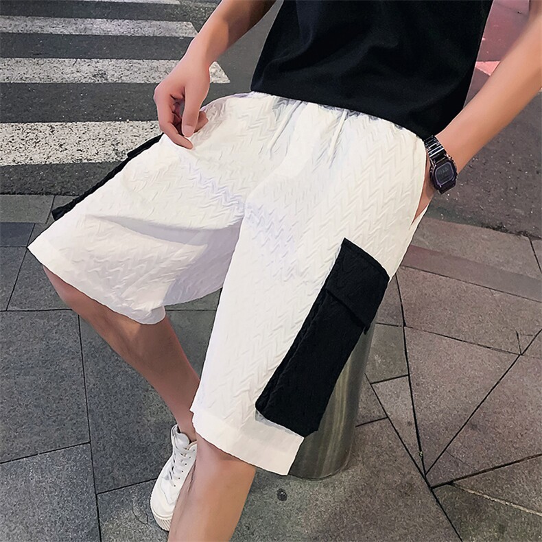 白色 2023夏装精神小伙五分裤男青年潮款休闲短裤DK2312-P58,控89图片