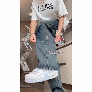 1506/Q11000/P50美式阔腿宽松潮男高级感裤子直筒修身微喇叭裤图片