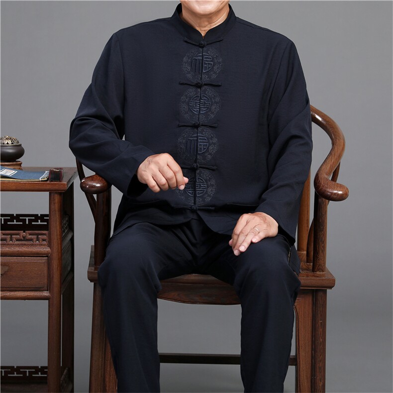 2022唐装男中老年太极服春秋风节日过寿汉服套装YD2113A-P125,男装民族服装,星座1105-3