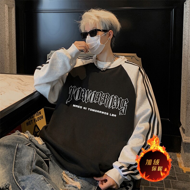 抖音得物供货提供视频秋冬重磅美式宽松织带圆领卫衣0740，男装卫衣，电商A486