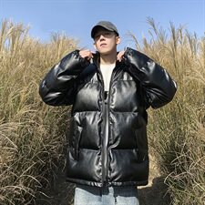 冬季pu皮衣棉服男短款外套加厚面包服韩版宽松立领棉衣棉袄潮，男装棉衣，星座813-2