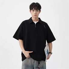 1506-1/TG16051/P31时尚男装半拉链短袖上衣字母刺绣休闲T恤百搭，男装T恤，星座1506-1