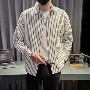 新款2025秋冬男士休闲长袖衬衫小伙主推内搭条纹衬衣C817P58控88图片