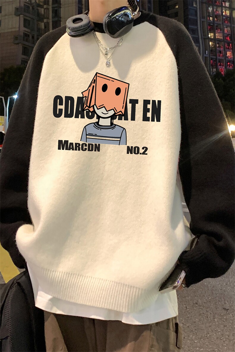 港风23新款冬季时尚百搭情侣圆领字母印花毛衣M61007P65控88,男装针织衫/毛衣,电商A268A