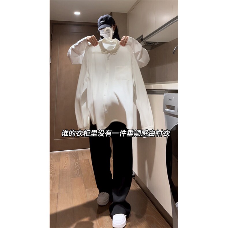 【直播】C2339-TP4568垂感纯色衬衫女2025秋宽松休闲衬衣女,男装衬衫,电商A102