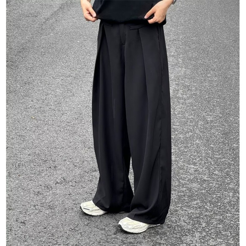 美式休闲小众设计感拖地垂坠感西装裤直筒宽松阔腿西裤，男装西裤，星座716-3