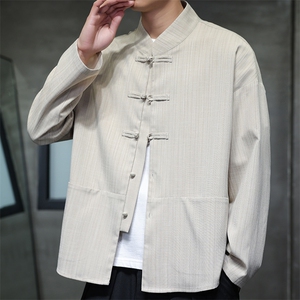 2026春季新款男装风唐装盘扣衬衫新中式汉服衬衣 C167-P65图片