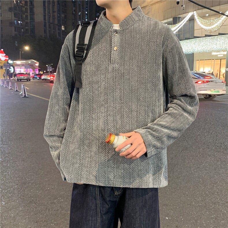 春款美式正肩亨利衫男款长袖t恤上衣肌理提花Polo卫衣WY558-P45,男装T恤,星座308B-2