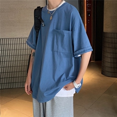 港风高街大口袋日系休闲情侣潮大码风短袖T恤DT748F30控48，男装T恤，星座227-7