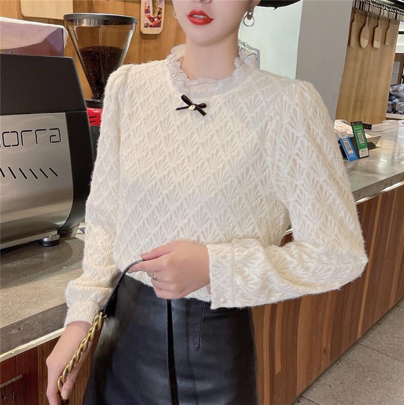 蕾丝加绒加厚小衫，其它，米娜·丹怡