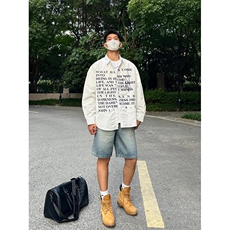 【有货】白色衬衫男女款春秋季设计感字母长袖衬衣外套1288CC-P39，男装衬衫，星座1007（原301D）