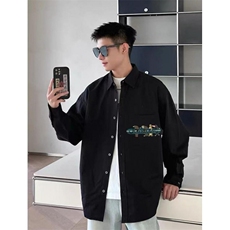 网图！印花长袖百搭衬衫小众设计美式复古外套-LK80131-特批60，男装衬衫，电商A061