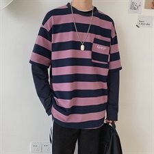 19年秋冬新款假两件条纹休闲潮流时尚款卫衣DS-B293-N101，男装卫衣，电商A306