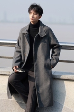 冬季宽松休闲毛呢大衣男韩版过膝呢子外套风衣潮XZ811A-F308-P138，男装风衣，星座811A