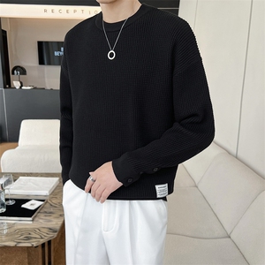 B353 MY909 P80黑色2025秋冬男士常规版型潮版针织衫套头毛体男图片