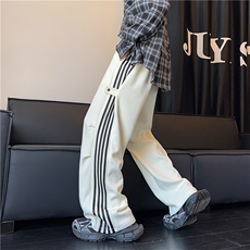 K2587批45控68秋季新款条纹休闲裤美式宽松阔腿裤伞兵裤男裤子，男装休闲裤，电商D229A