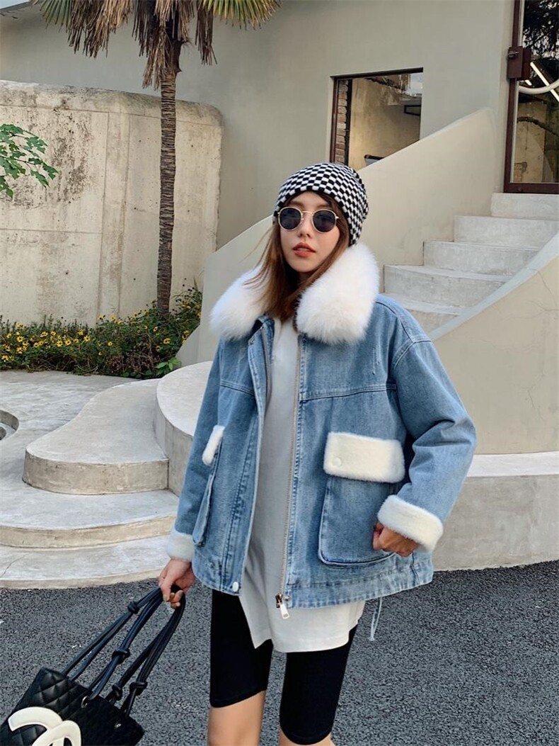 牛仔配狐狸毛领派克服，其它，转角爱尚