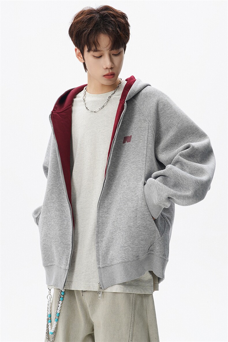 春季新款拼色接头潮流重磅开衫卫衣W632P70,男装卫衣,电商A073