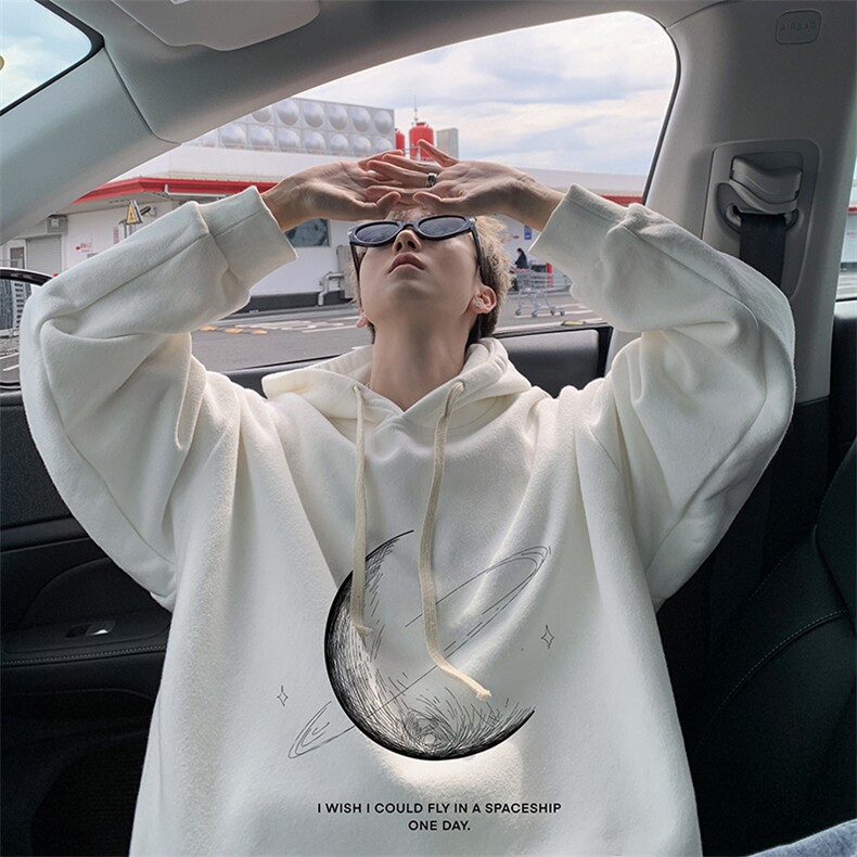 wassuphappy连帽卫衣男春秋季潮牌宽松大码上衣服青少年休闲外套,男装卫衣,电商A040