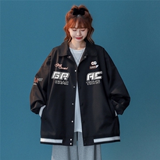 中性风秋季宽松休闲棒球服纯色机车服情侣外套女G6723P65控78，男装工装外套，电商A268