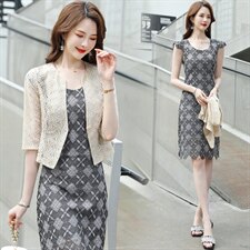 外搭配吊带裙子穿的小披肩春秋款夏季高贵旗袍开衫短款薄罩衫外套，女装蕾丝衫/雪纺衫，婵米儿