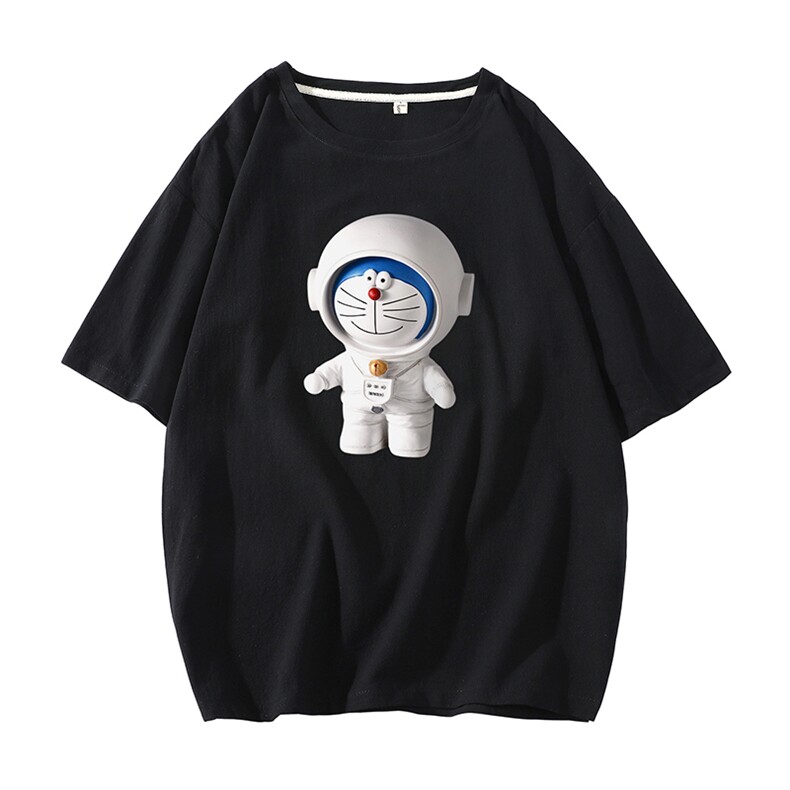 NASA叮当猫亚麻短袖t恤男大码五分袖宽松七分袖白底YT26233-P30,男装T恤,电商A040A