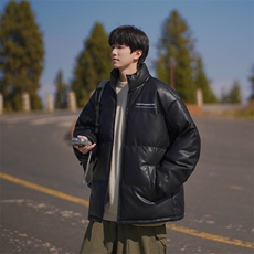 港风潮牌新款亮皮防水立领棉服潮流保暖棉衣M083S-P100控139，男装棉衣，星座717