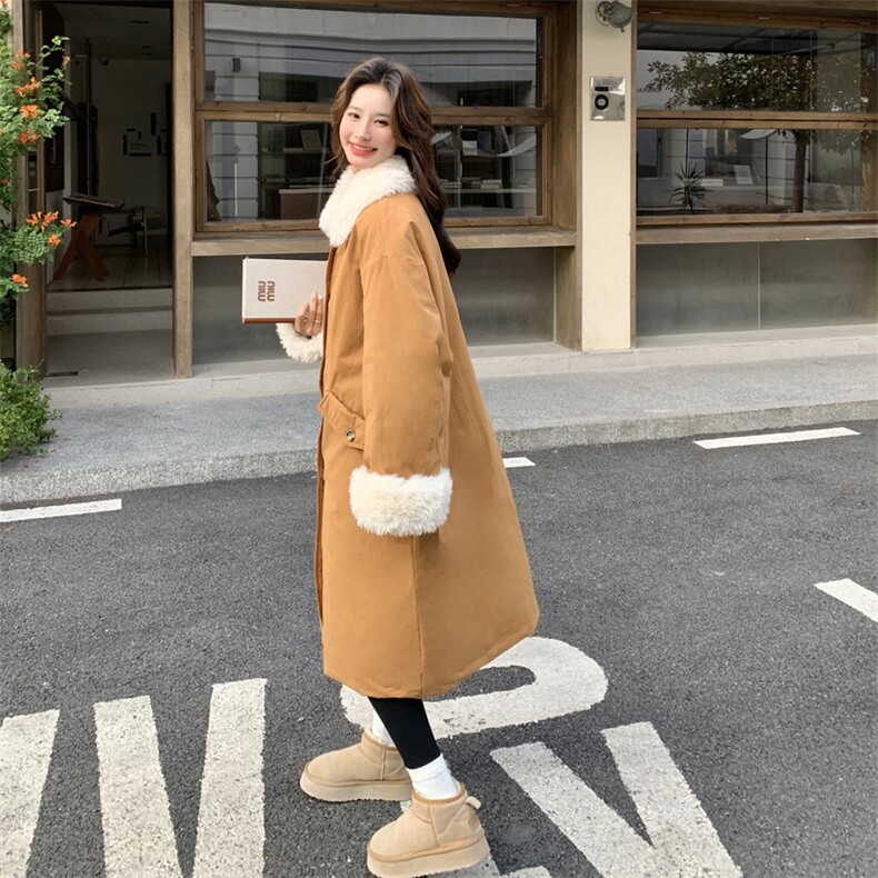 羊羔毛拼接派克羽绒服女2025冬季新款巨好看休闲保暖90白鸭绒外套,女装羽绒服,2C053
