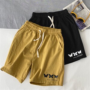 YD33075-P25亚麻短裤男大码棉麻五分裤男中裤沙滩裤港风摆拍，男装休闲裤，电商A040