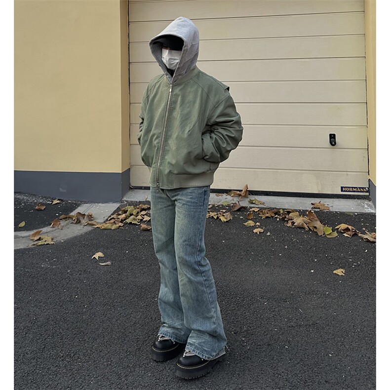 美式高街vibe重工艺做旧水洗hiphop喇叭牛仔裤货号K2402P60图片