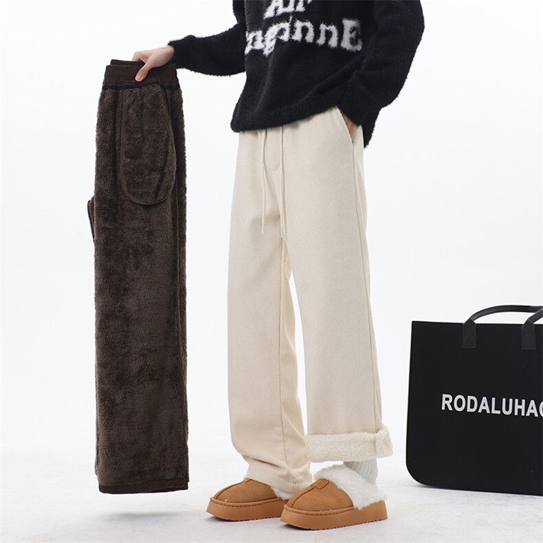 冬季加绒加厚阔腿裤男女2025新款外穿棉裤羊羔绒直筒裤K0886-P38，男装棉裤，星座308B-2
