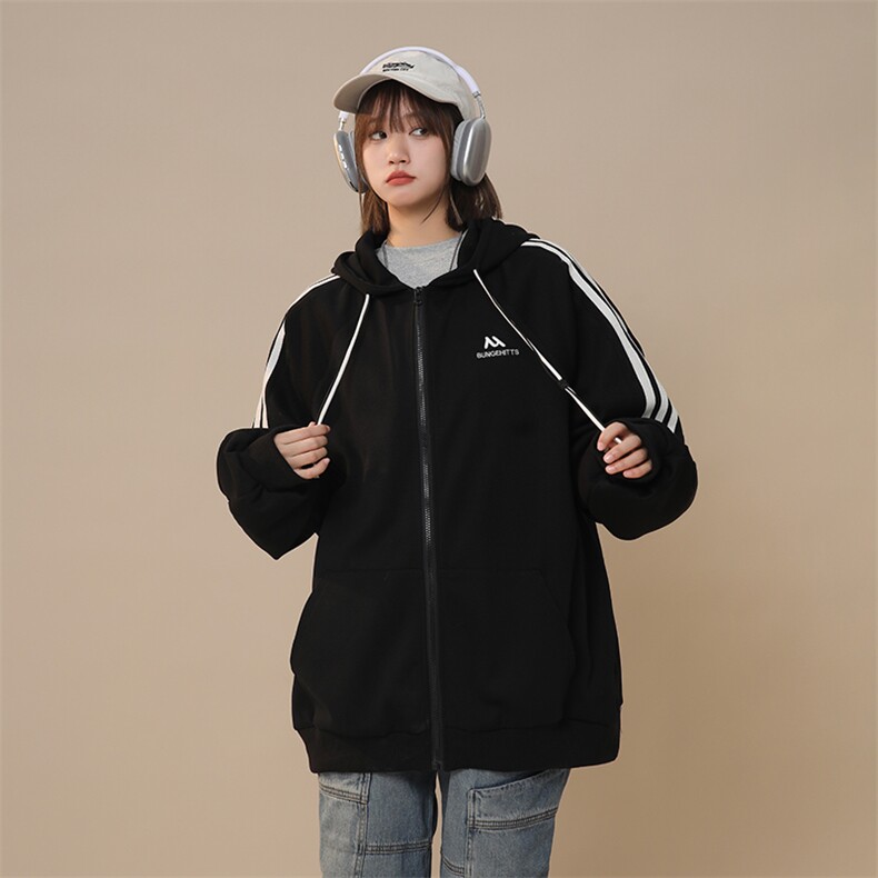 中性重磅克罗心340克复合面料三条杠时尚开衫卫衣XZ301AKS01P78，男装卫衣，星座301A