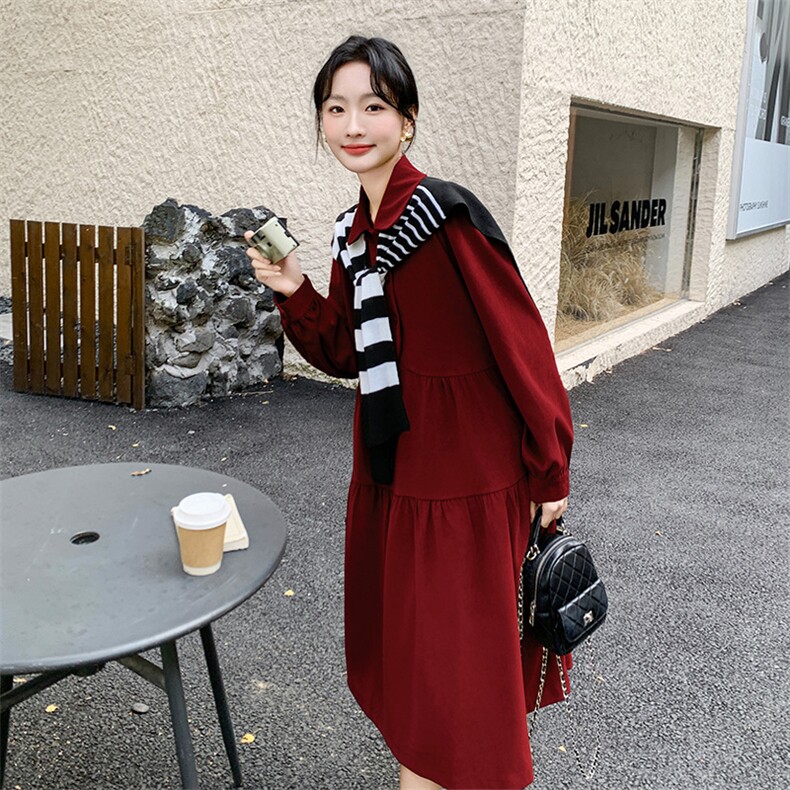 【2025春季新款】娃娃领宽松版连衣裙带披肩2C037229P135K188,女装连衣裙,2C037