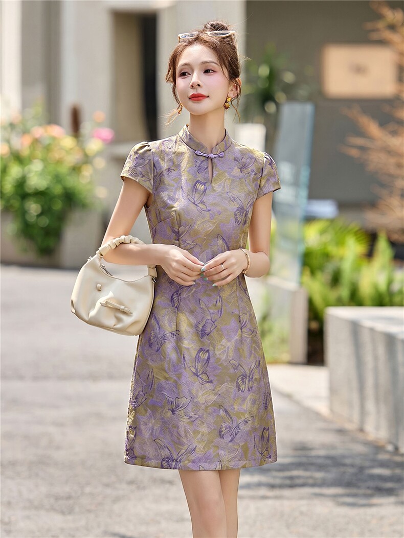 新中式改良旗袍连衣裙女夏2026新款高级感小个子精致提花裙子,女装连衣裙,丽影随形