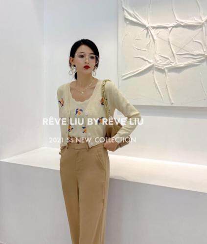 针织绣花两件套，女装，REVE LIU
