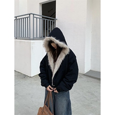 现货高品质美式高街冬季重磅硬挺短款座山雕毛领棉衣男女加厚外套，男装棉衣，电商A486
