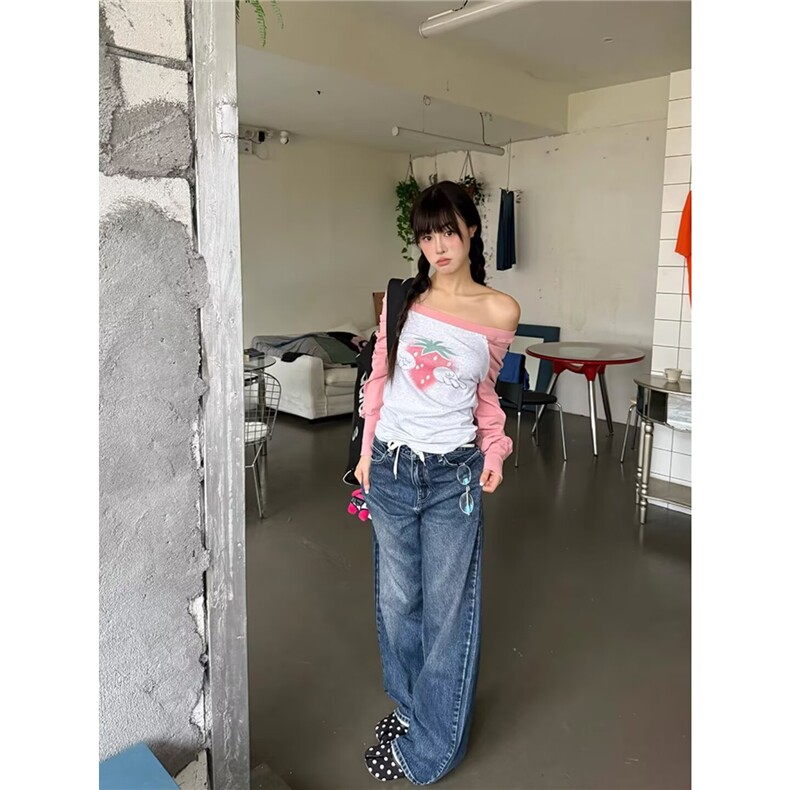 美式直筒微喇牛仔裤男女新款秋季复古高街阔腿宽松LB31366-P52,男装牛仔裤,星座1008