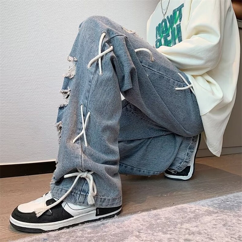 牛仔裤男秋季潮大码休闲裤子高街HK89P46,男装牛仔裤,星座1116-2