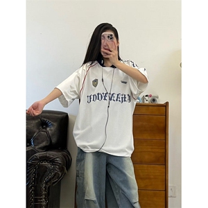 美式复古设计感透气夏季球服男款高街痞帅短袖T恤 TS193图片