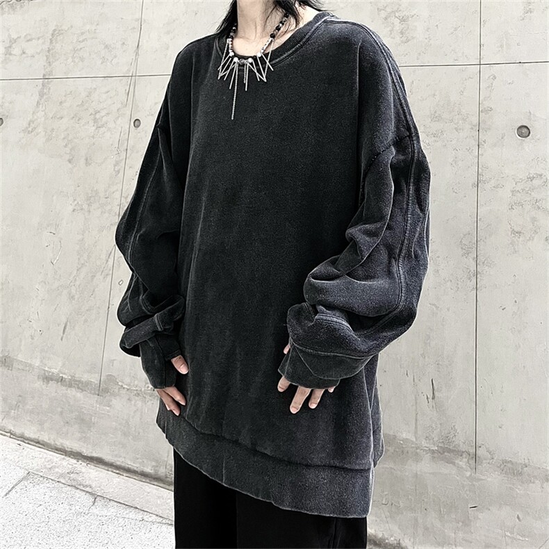 WY608-P45美式复古水洗长袖卫衣图片