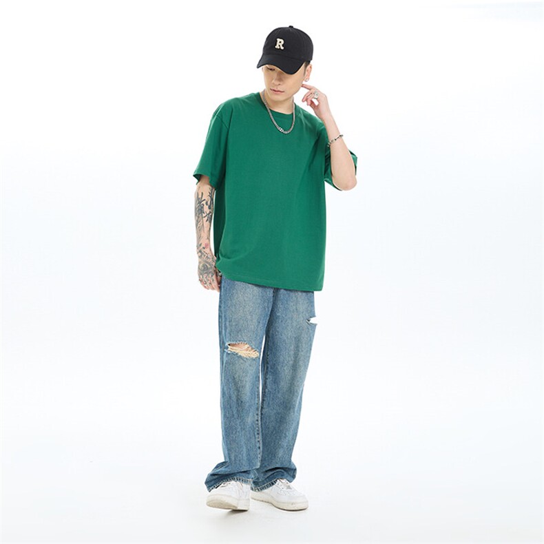 DZ定制款210克港风落肩阔版短袖，10.5起。详情咨询客服,男装T恤,电商A109