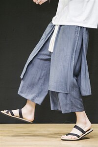 2025夏季风新款两片式休闲宽松裤九分裤灰色K129-P70，男装休闲裤，电商B277A（原A068）