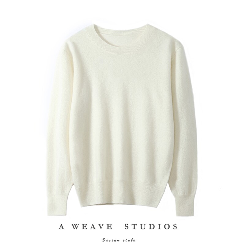 2025秋冬百搭时尚简约女圆领羊绒针织衫，女装羊绒衫，飞艺羊绒
