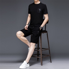 男装2023新款休闲商务套装男POLO衫冰丝圆领衣服中老年三件套，男装休闲套装，电商B212（原钱塘6029）