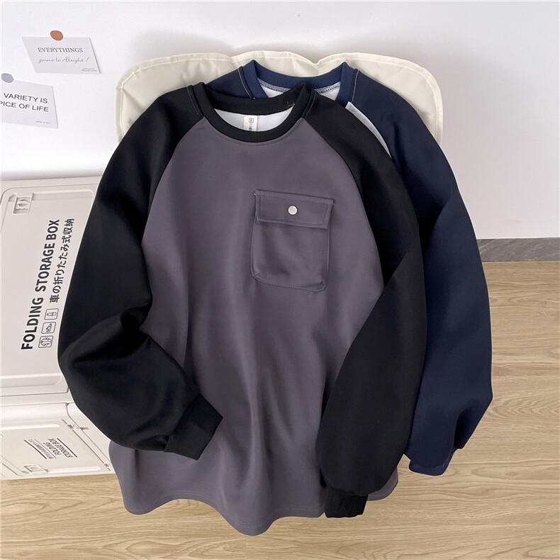 春秋日系复古撞色长袖T恤男休闲宽松情侣圆领百搭打底衫Y016-P38，男装T恤，星座308B-2