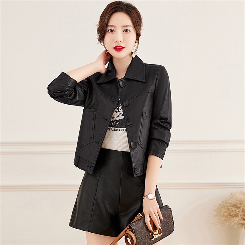 皮衣外套女2023年春季新款水洗皮机车服显瘦pu皮夹克韩版短外套潮图片