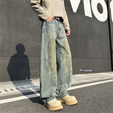 XZ616春季重磅缉明线打褶渐变撞色休闲牛仔长裤TY2034P65控78，男装牛仔裤，星座512A（原616）