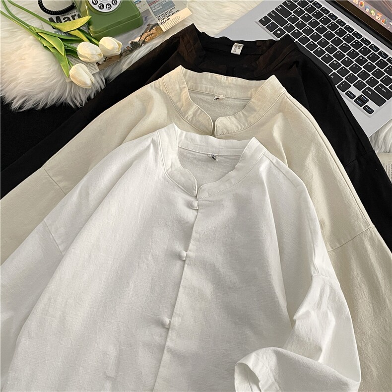 中山装夏季亚麻短袖道袍外套男风汉服衬衫套装CS04519-P40,男装衬衫,星座308B-2